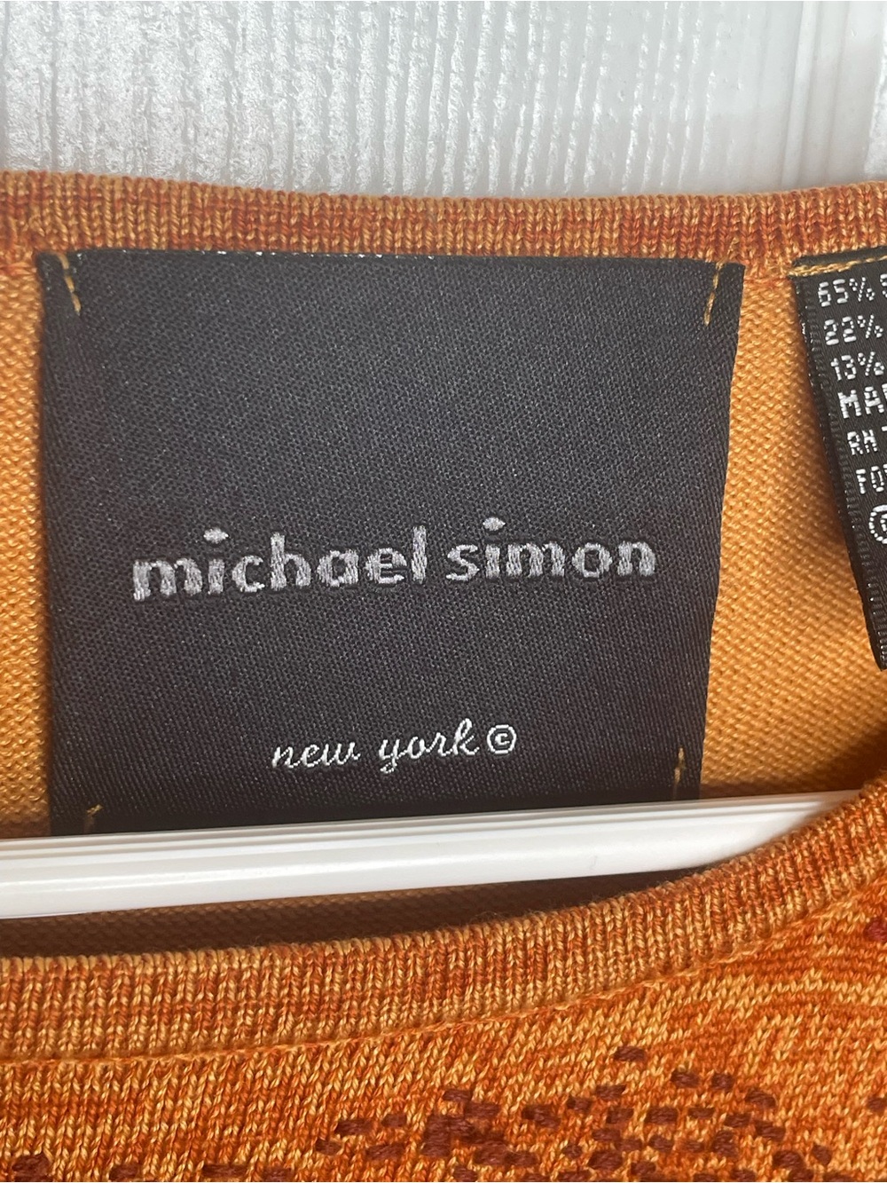 Michael Simon Vintage 2001 Spun Silk Eagle Knit Sequined Sweater in Gold XL - Picture 9 of 11